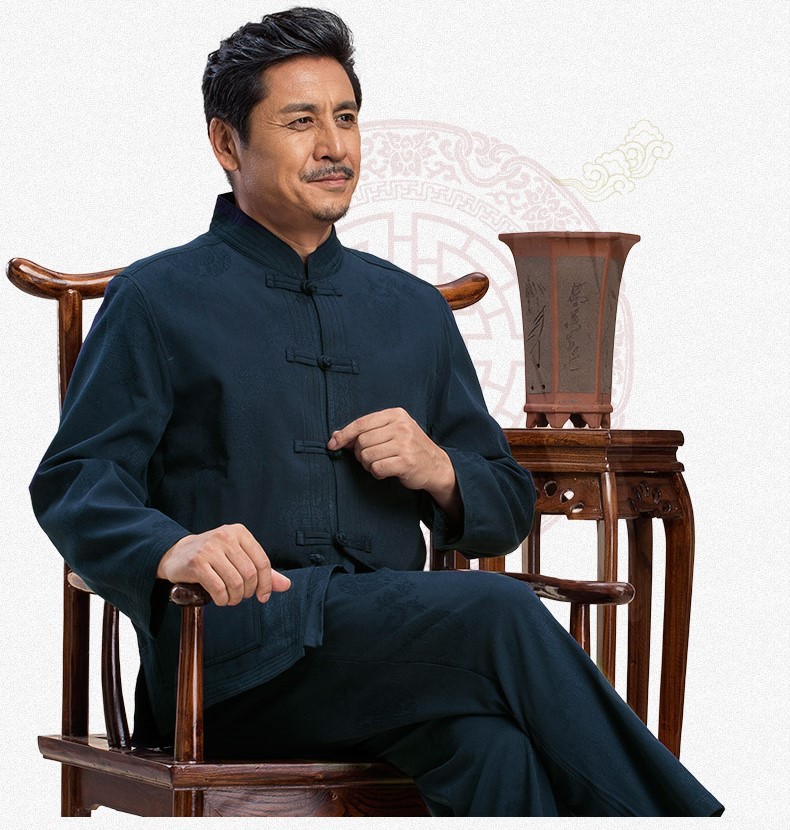 家佳樂文學(xué)精致提花紋男士加厚唐裝