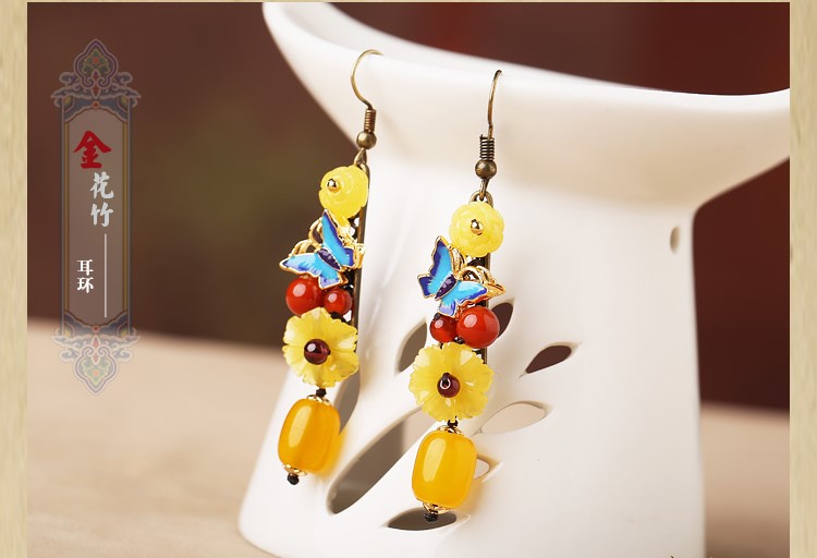 古風金花竹流蘇耳環(huán)首飾