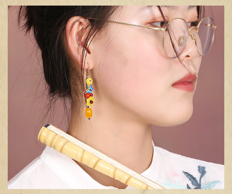 古風金花竹流蘇耳環(huán)首飾