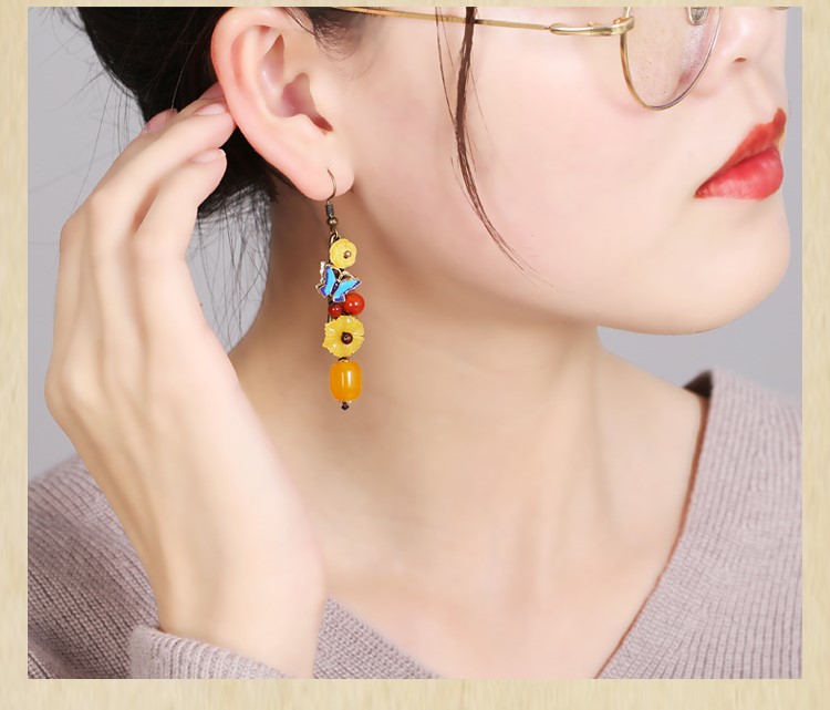 古風金花竹流蘇耳環(huán)首飾