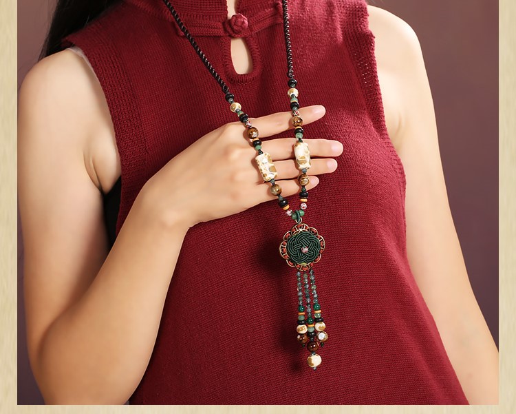 時尚家佳樂文學陶瓷流蘇毛衣鏈情愫項鏈