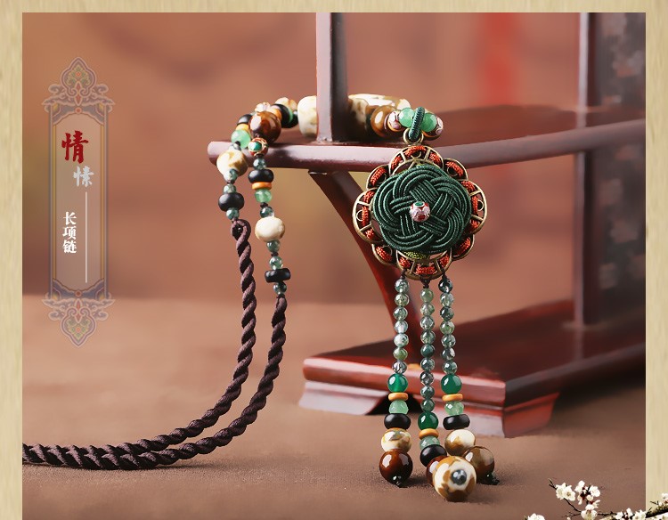 時尚家佳樂文學陶瓷流蘇毛衣鏈情愫項鏈