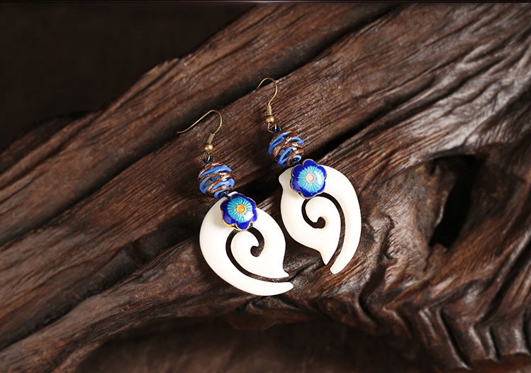 家佳樂(lè)文學(xué)白色祥云耳墜古風(fēng)耳環(huán)首飾