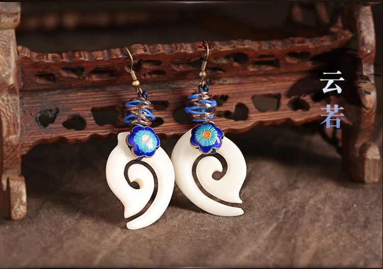 家佳樂(lè)文學(xué)白色祥云耳墜古風(fēng)耳環(huán)首飾