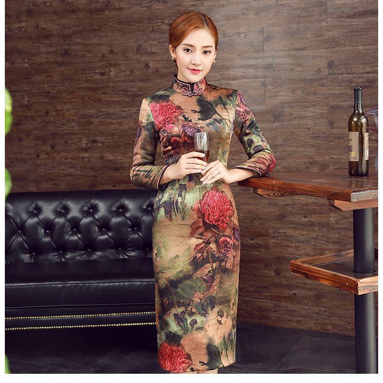 彤艷古典旗袍，復(fù)古唯美旗袍裙