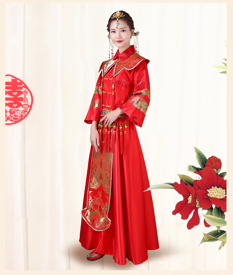 傳統(tǒng)古典刺繡中式禮服，家佳樂(lè)文學(xué)唯美新娘禮服