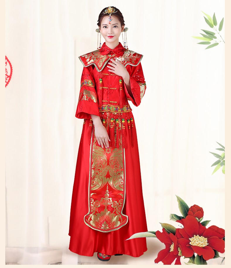 傳統(tǒng)古典刺繡中式禮服，家佳樂(lè)文學(xué)唯美新娘禮服