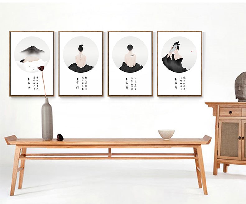 四款新中式禪意水墨畫(huà)，家佳樂(lè)文學(xué)客廳裝飾畫(huà)