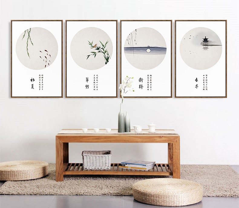 四款新中式禪意水墨畫(huà)，家佳樂(lè)文學(xué)客廳裝飾畫(huà)