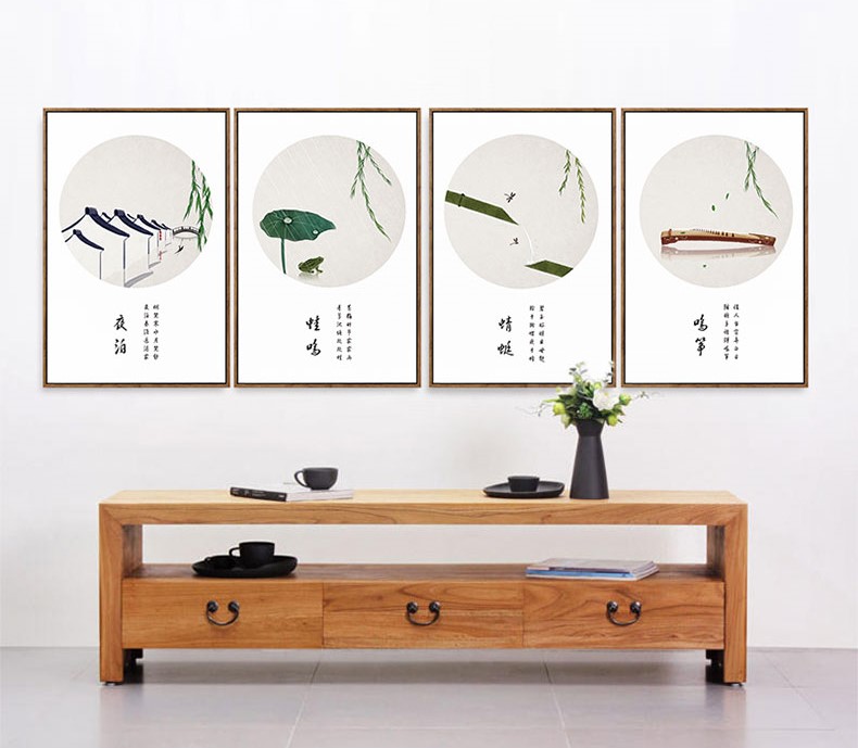 四款新中式禪意水墨畫(huà)，家佳樂(lè)文學(xué)客廳裝飾畫(huà)