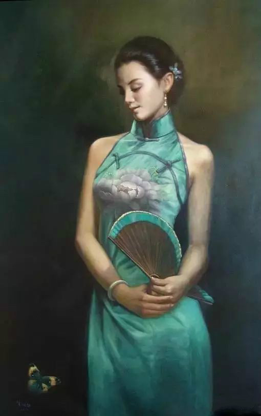 風(fēng)情萬(wàn)種的油畫旗袍女子！