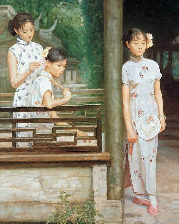 風情萬種的油畫旗袍女子！