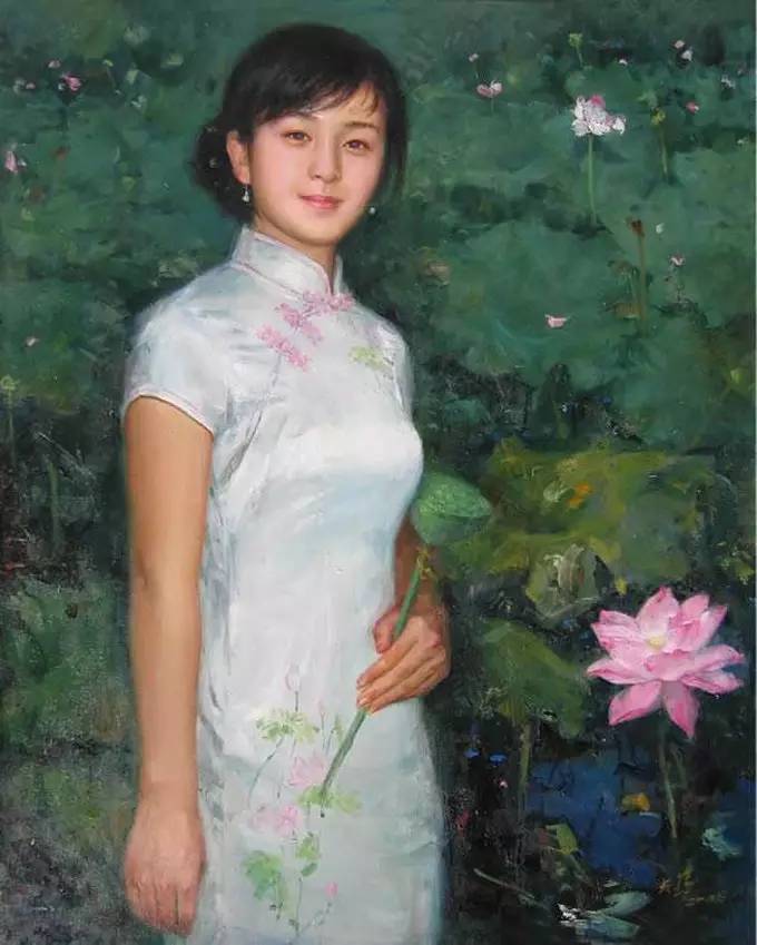 風情萬種的油畫旗袍女子！