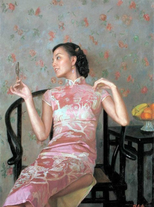 風情萬種的油畫旗袍女子！