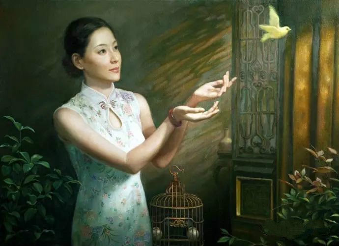 風(fēng)情萬(wàn)種的油畫(huà)旗袍女子！