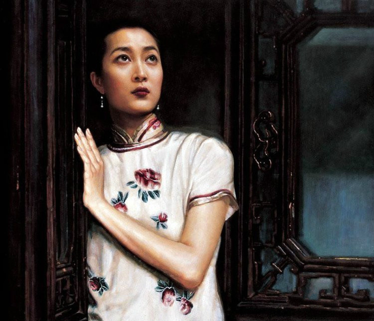 風(fēng)情萬種的油畫旗袍女子！