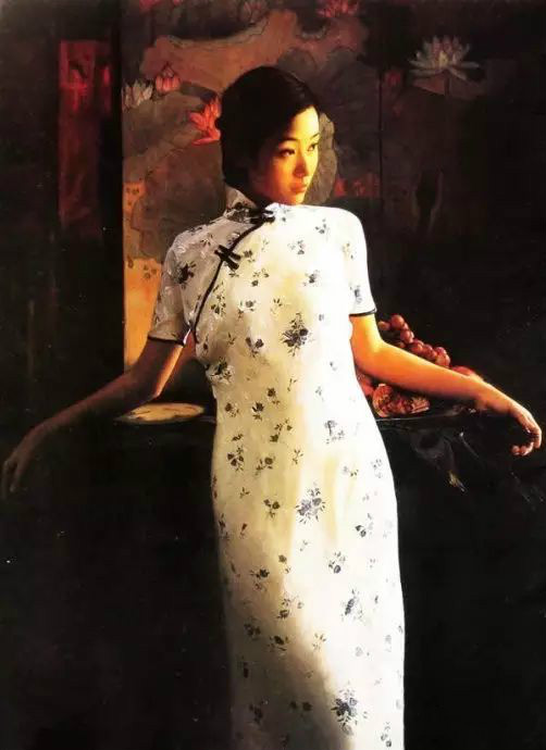 風(fēng)情萬種的油畫旗袍女子！