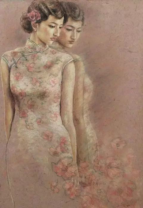 風(fēng)情萬種的油畫旗袍女子！