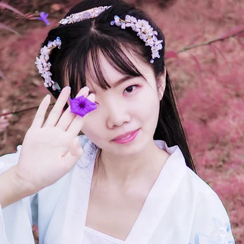 粉紫小清新帶團扇傘頭像，唯美古風真人頭像