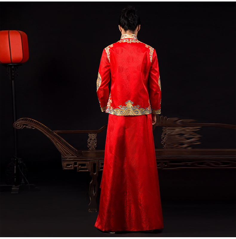 古典中式禮服，家佳樂文學(xué)新郎結(jié)婚禮服