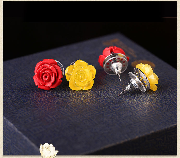 家佳樂(lè)文學(xué)玫瑰花朵復(fù)古氣質(zhì)耳釘首飾