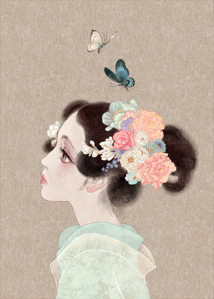 唯美家佳樂(lè)文學(xué)女子手繪插畫(huà)