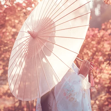 落葉意境彈琵琶女生頭像，唯美古風(fēng)真人頭像