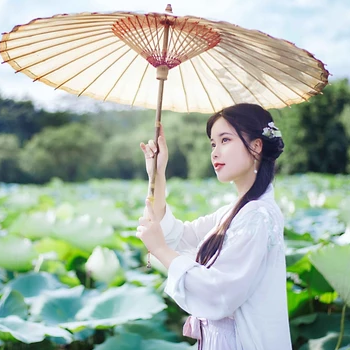 荷塘邊帶傘女生頭像，唯美古風(fēng)真人頭像