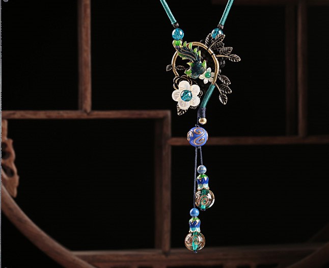 家佳樂(lè)文學(xué)藍(lán)琉璃鳳凰吊墜毛衣鏈項(xiàng)鏈