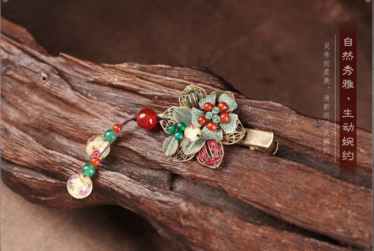 碧水映花鴨嘴夾復(fù)古家佳樂文學(xué)發(fā)夾頭飾