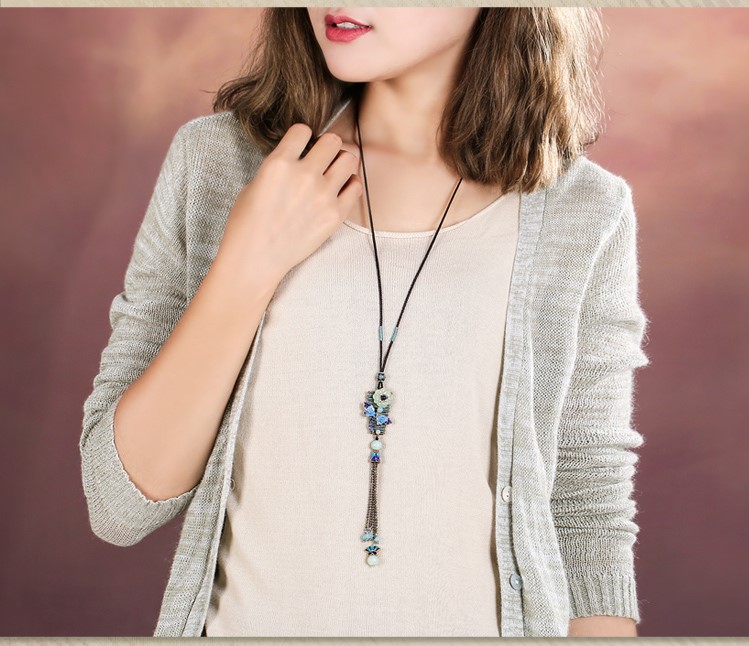 景泰藍吊墜復(fù)古鏈子毛衣鏈項鏈