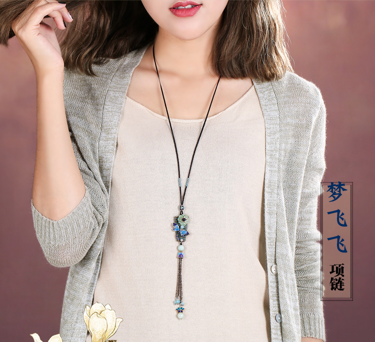 景泰藍吊墜復(fù)古鏈子毛衣鏈項鏈
