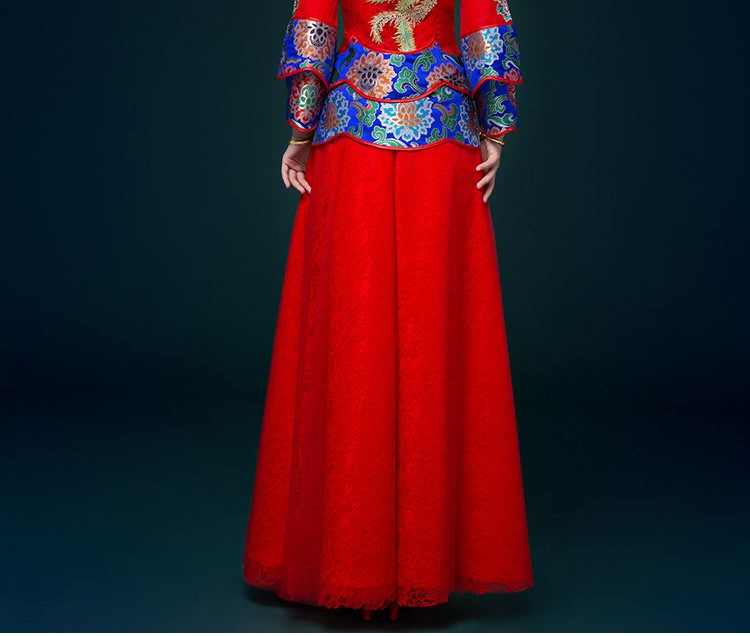 家佳樂(lè)文學(xué)中式禮服，鳳凰刺繡新娘結(jié)婚禮服