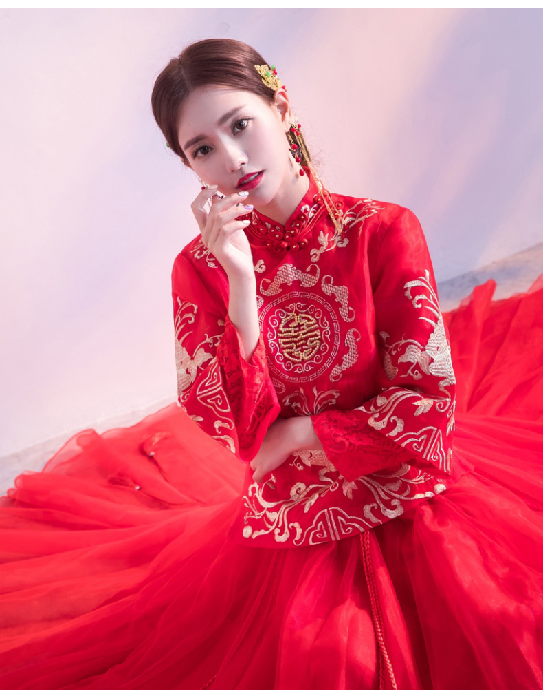 喜字中式禮服，唯美家佳樂文學(xué)新娘禮服