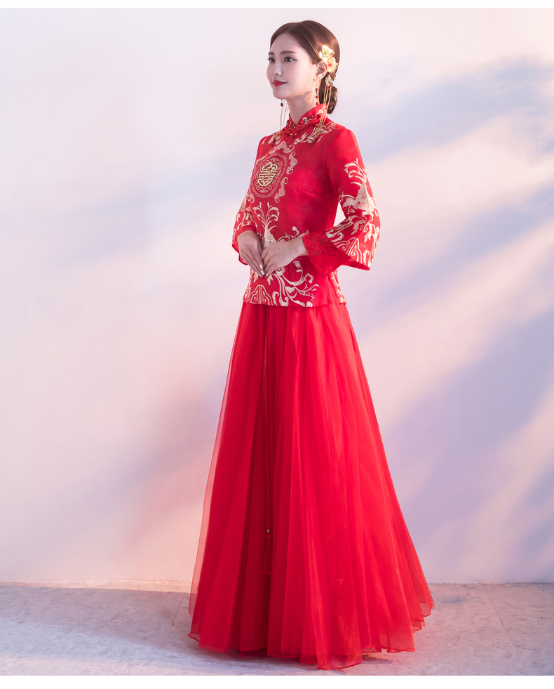 喜字中式禮服，唯美家佳樂文學(xué)新娘禮服