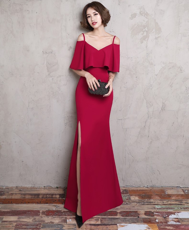 時(shí)尚大方吊帶中式禮服，優(yōu)雅家佳樂(lè)文學(xué)晚禮服