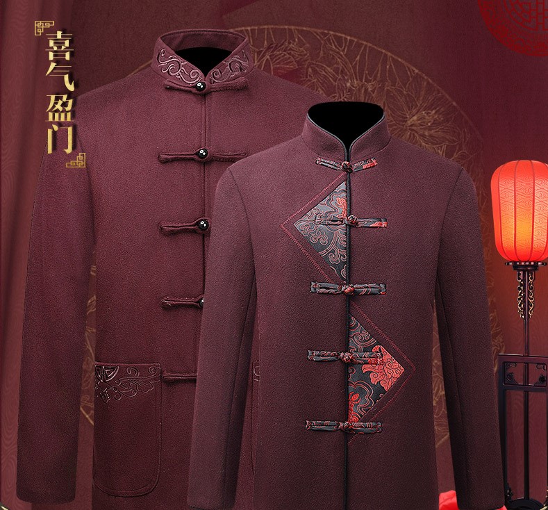 古典情侶羊毛妮唐裝，復(fù)古風(fēng)中式唐裝