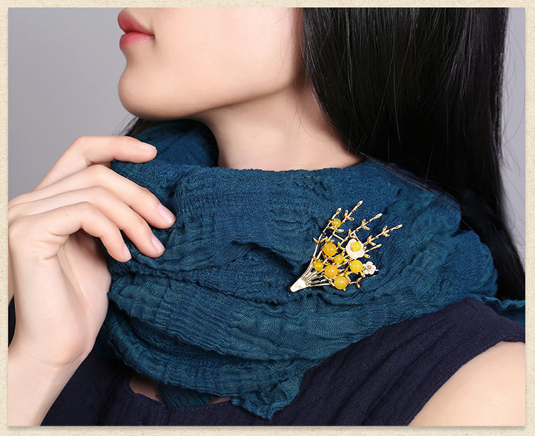 黃瑪瑙家佳樂文學氣質胸針，唯美清新復古胸花
