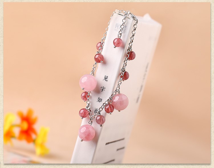 粉色草莓晶復古個性手鏈