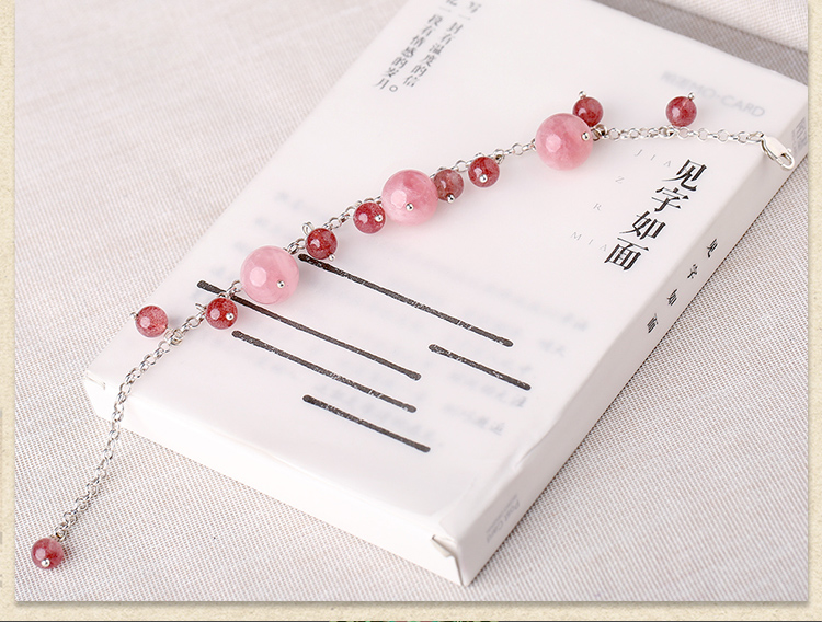 粉色草莓晶復古個性手鏈