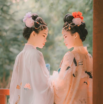 并蒂花閨蜜頭像，唯美古風(fēng)真人頭像