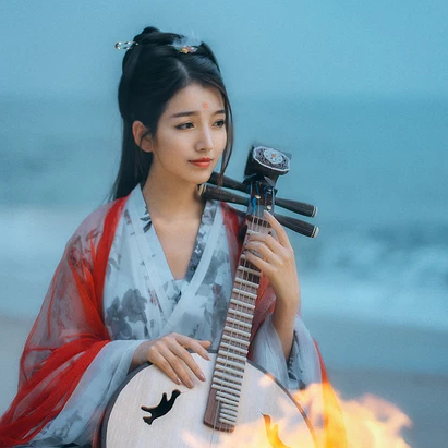 紅妝紗衣女生頭像，唯美古風(fēng)真人頭像