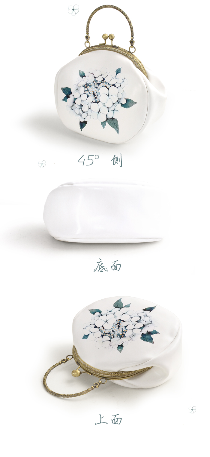 小清新瓊花印花手提包，古風(fēng)甜美手工包