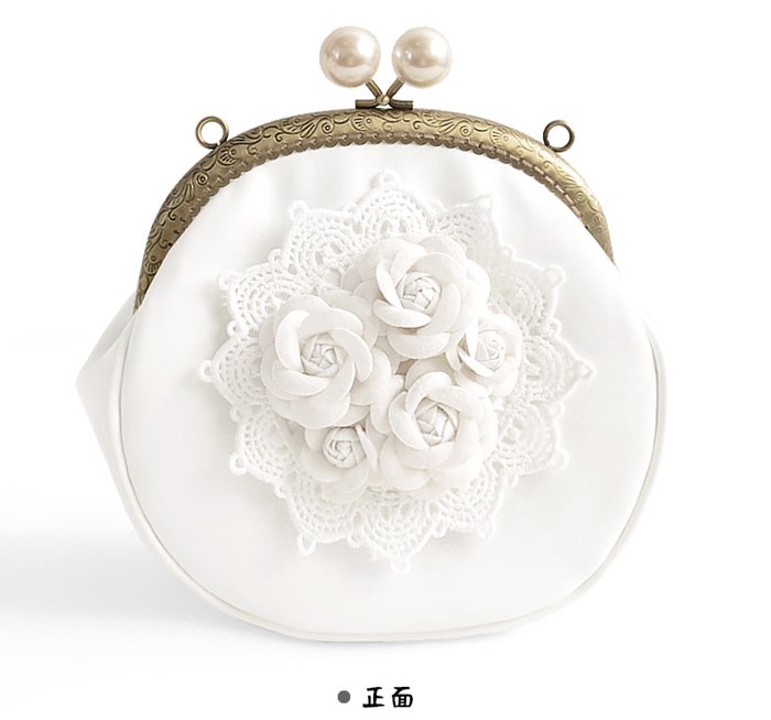 甜美蕾絲立體花朵手提包，古風仙氣手工包