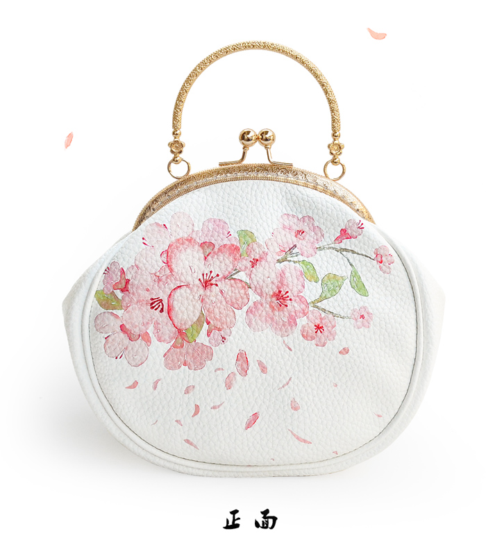 唯美清新桃花手提包，花朵古風(fēng)手工包