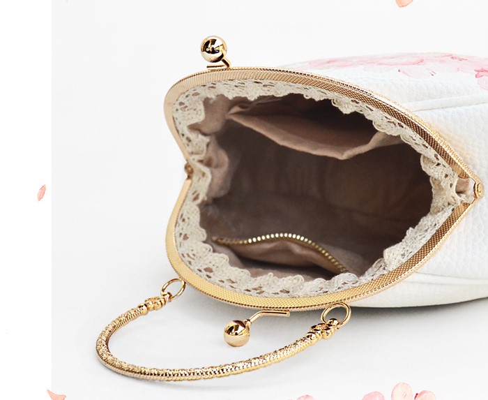 唯美清新桃花手提包，花朵古風(fēng)手工包