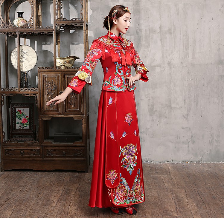 花開并蒂新娘禮服，氣質中式禮服