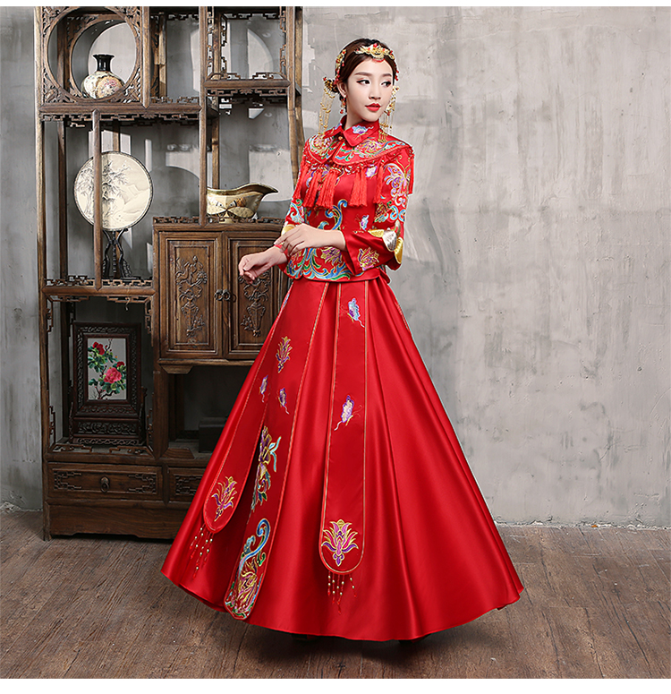 花開并蒂新娘禮服，氣質中式禮服