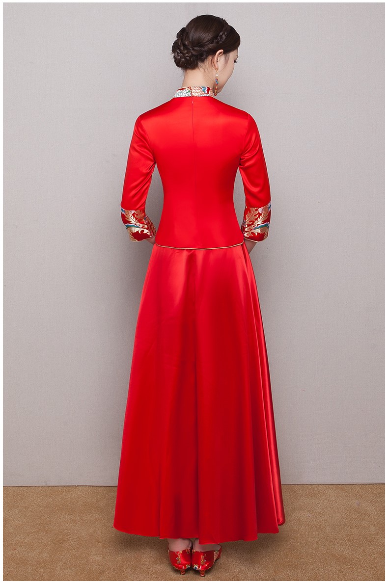 古典華麗新娘禮服，復(fù)古蕾絲中式禮服