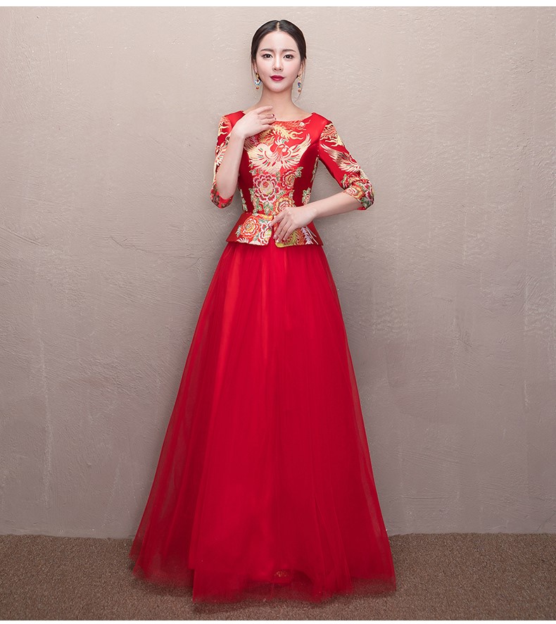 優(yōu)雅修身新娘禮服，唯美中式禮服